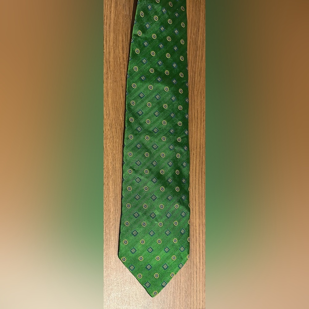 Luciano Barbera Green Silk Patterned Tie